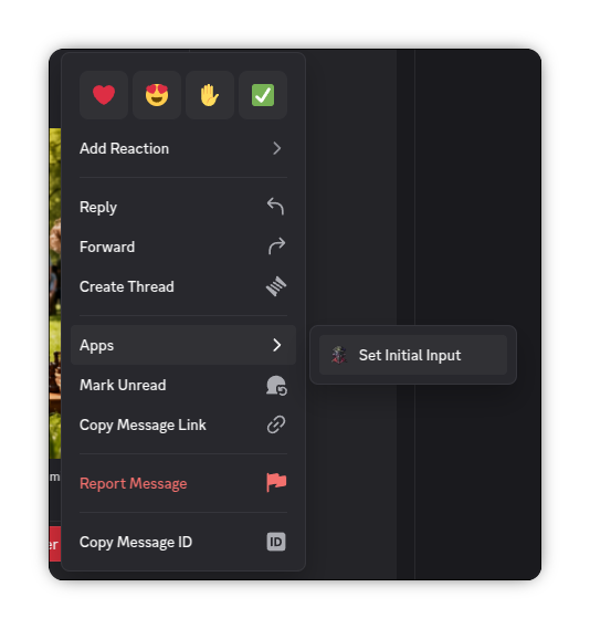 Set Initial Input command on Discord
